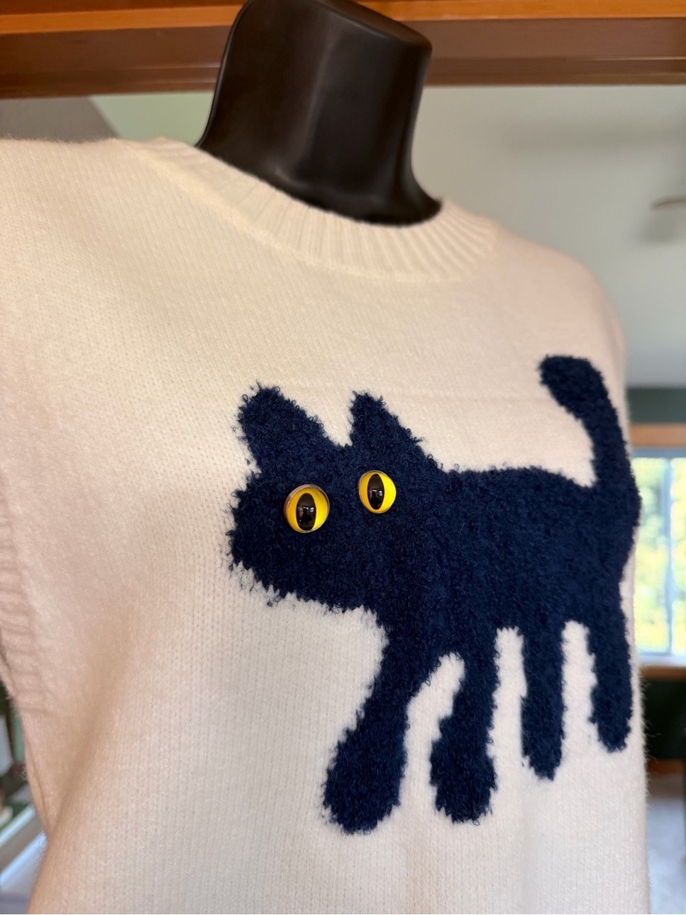 Cider Cream Knit Cat/Spooky Sweater Vest - Picture 3 of 4